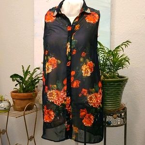 Sheer Floral Tunic